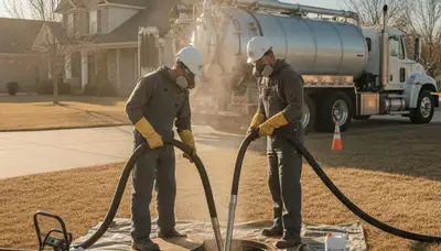 Vancouver, WA plumber providing septic tank cleaning for a residential plumbing service call